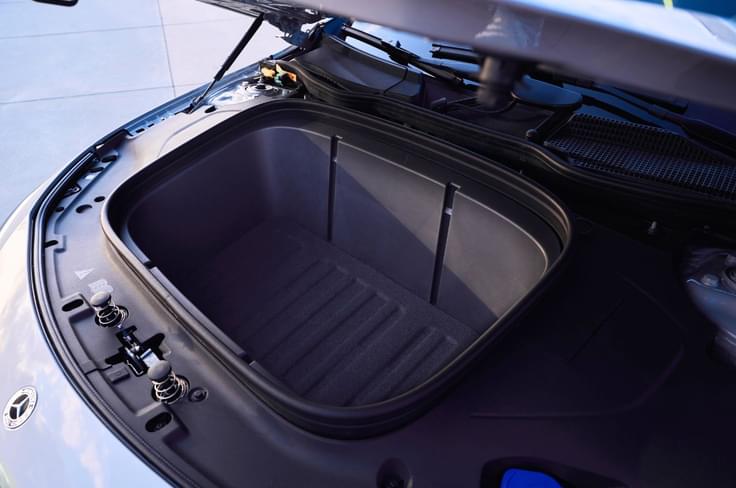 Unlike the EQS EVs, the bonnet opens. Gets a handy 101-litre frunk space. Mercedes-Benz CLA EV frunk